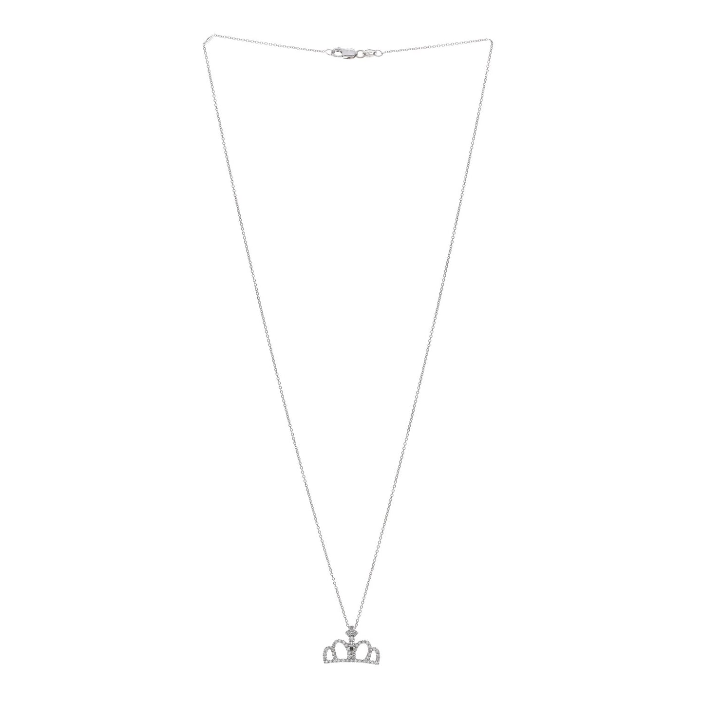 18K White Gold Diamond Tiny Treasures Crown Pendant Necklace