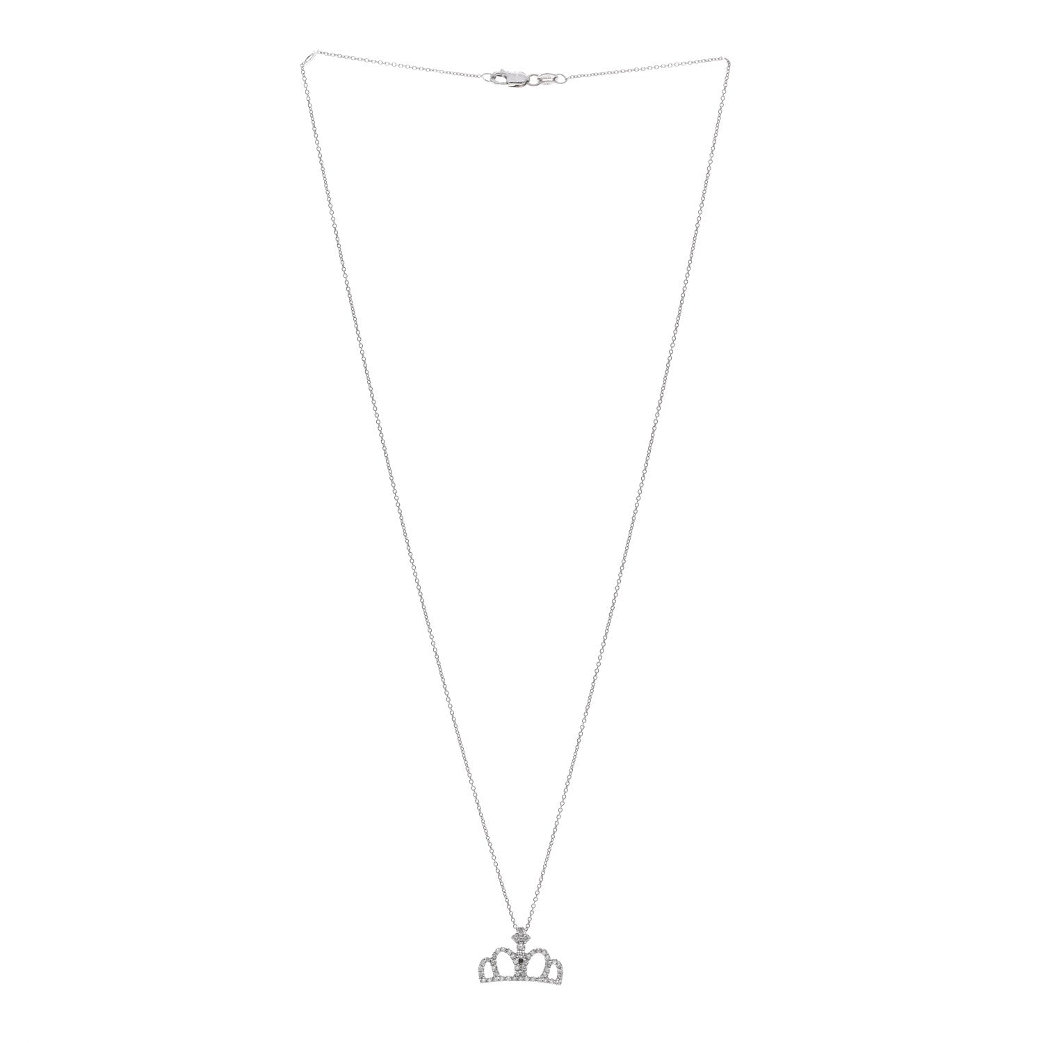 Roberto Coin 18K White Gold Diamond Tiny Treasures Crown Pendant Necklace 3 of 5