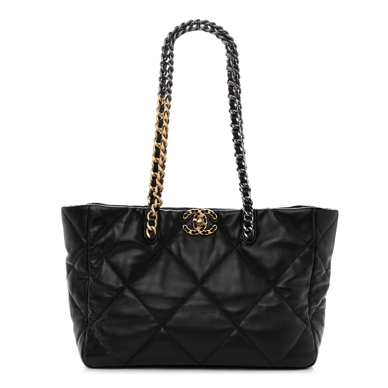 Chanel Lambskin Quilted Chanel 19 East West Shopping Bag Black 1 of 10
