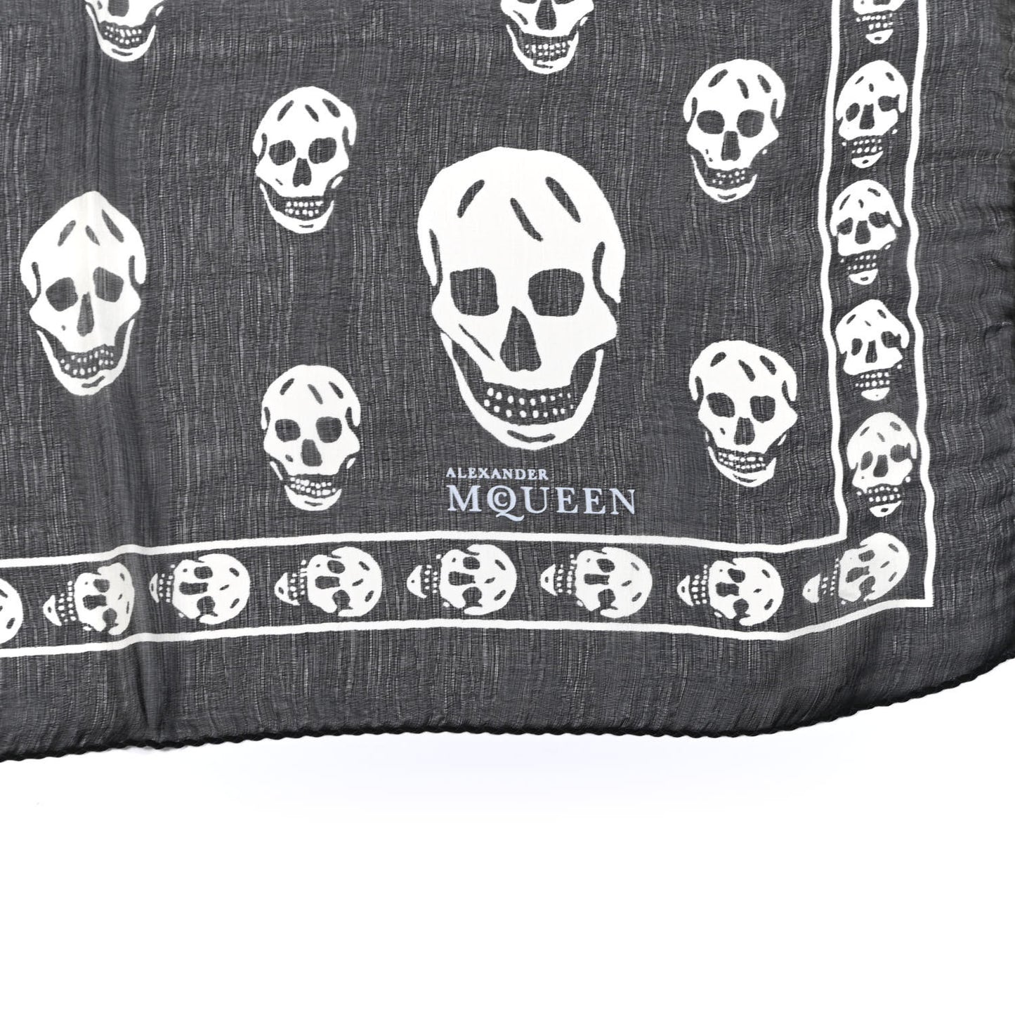 Silk Chiffon Skull Scarf Black Ivory
