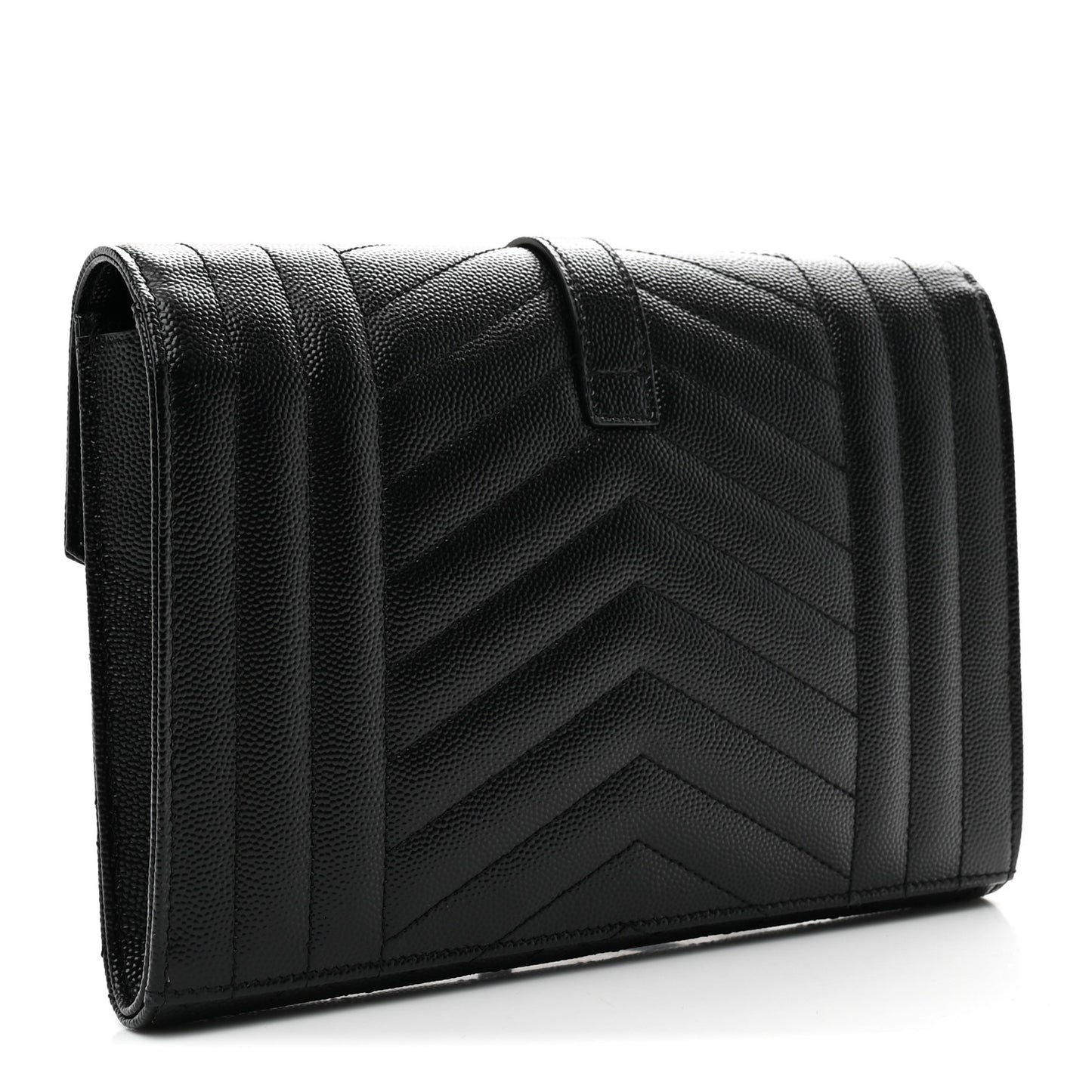 Grain De Poudre Textured Mixed Matelasse Triquilt Monogram Clutch Black