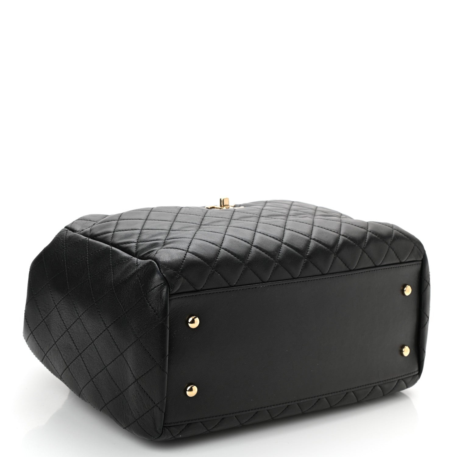 Chanel Lambskin Quilted Large Drawstring Bag Black 4 of 10