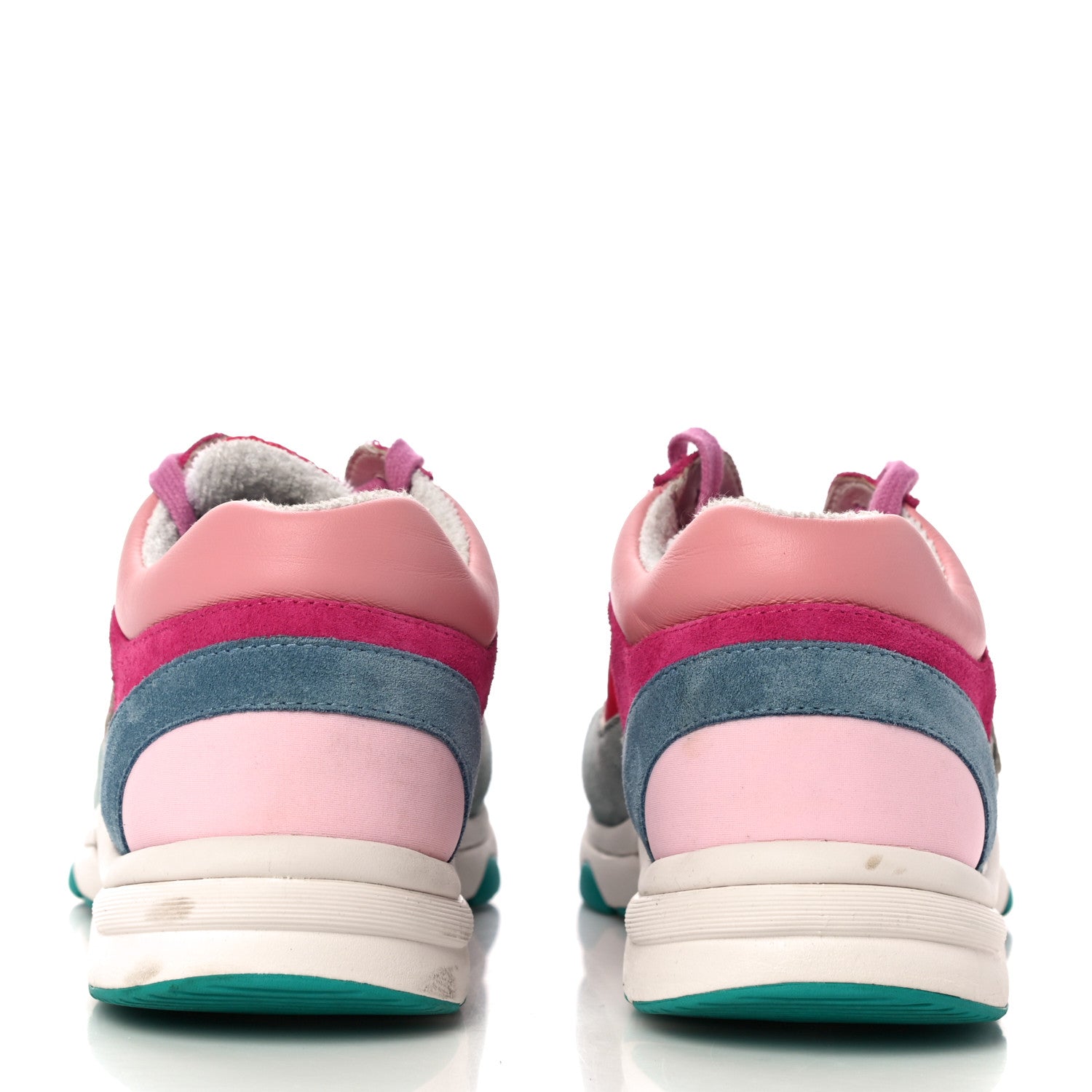 Chanel Nylon Calfskin Suede Womens CC Sneakers 40 Fuchsia Pink 6 of 15