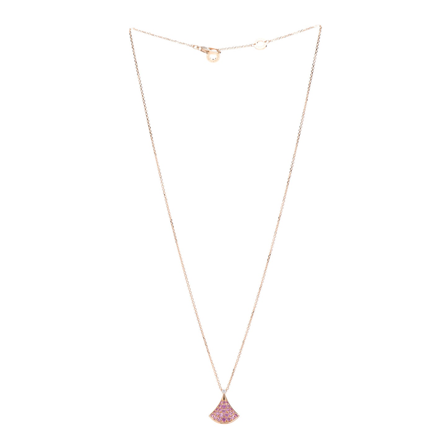 18K Rose Gold Diamond Pink Sapphire Divas' Dream Pendant Necklace