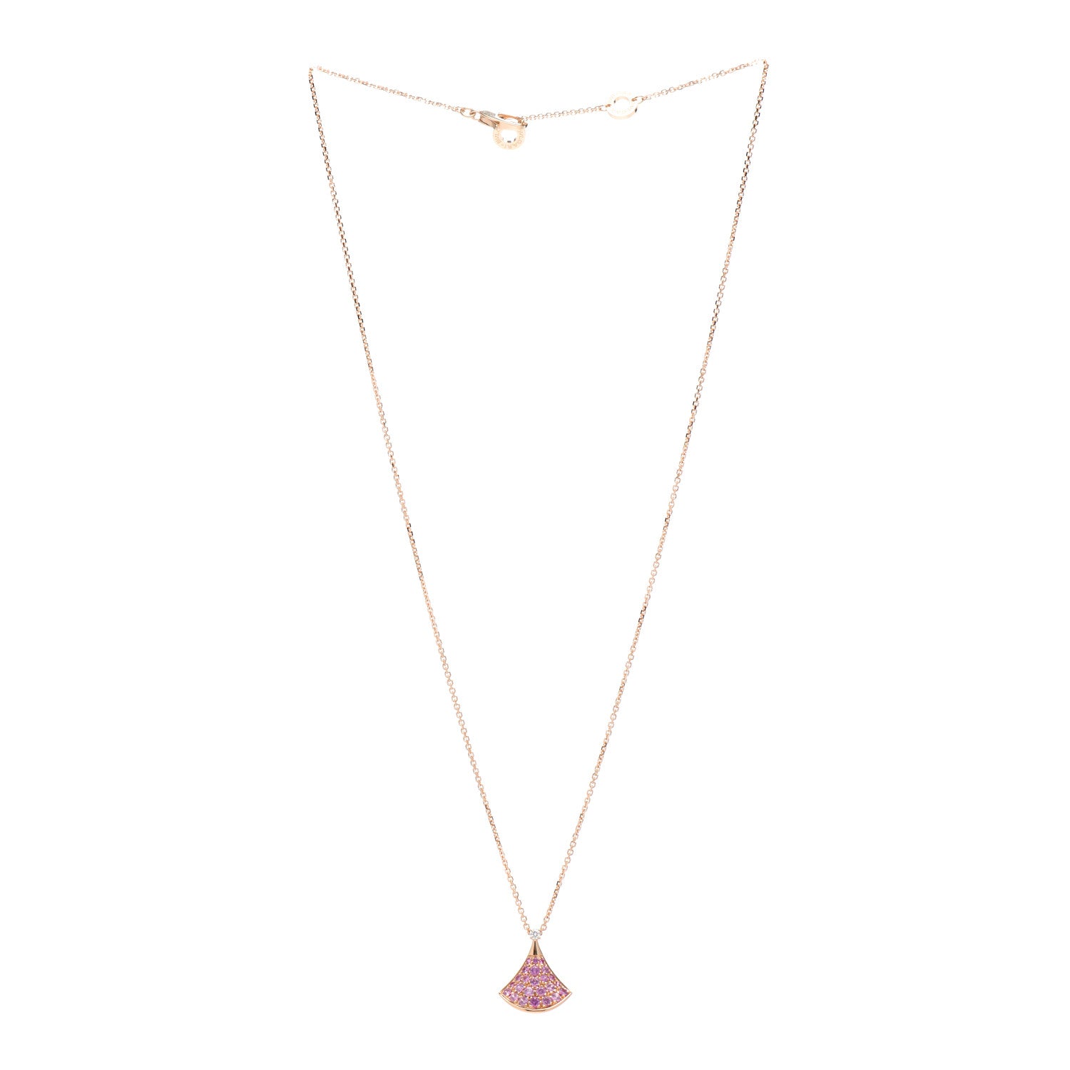 Bulgari 18K Rose Gold Diamond Pink Sapphire Divas' Dream Pendant Necklace 3 of 6