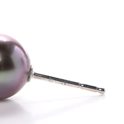 Mikimoto 18K White Gold Diamond 9mm-12mm Black South Sea Pearl Pendant Necklace Earring Set 9 of 11