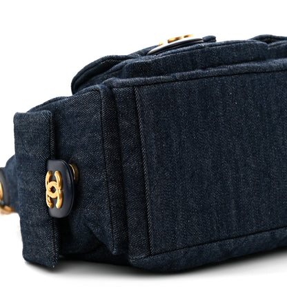 Chanel Washed Denim Quilted Cargo Large Hobo Dark Blue 9 of 10