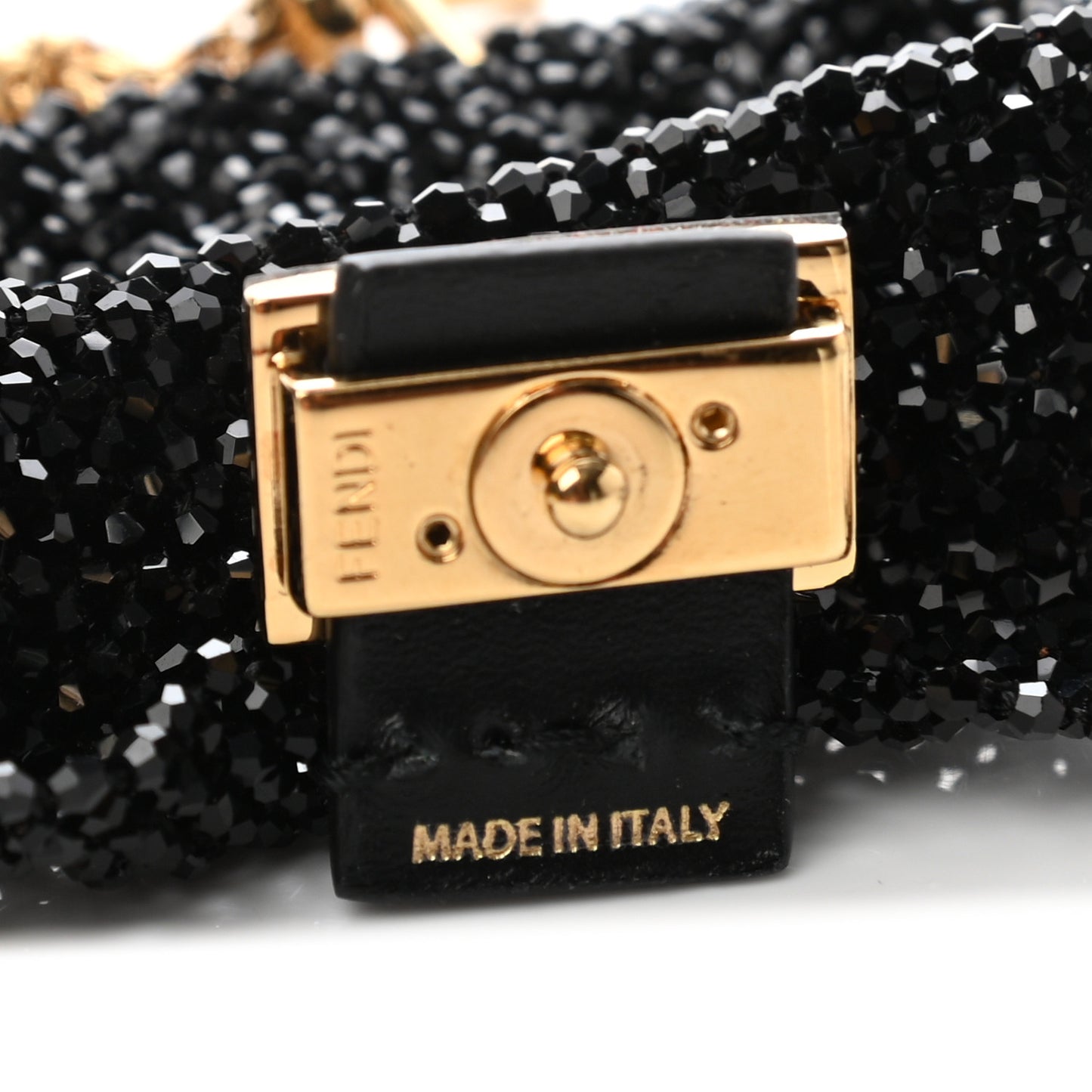Crystal Vitello King Beaded Mini Pico Baguette Charm Black
