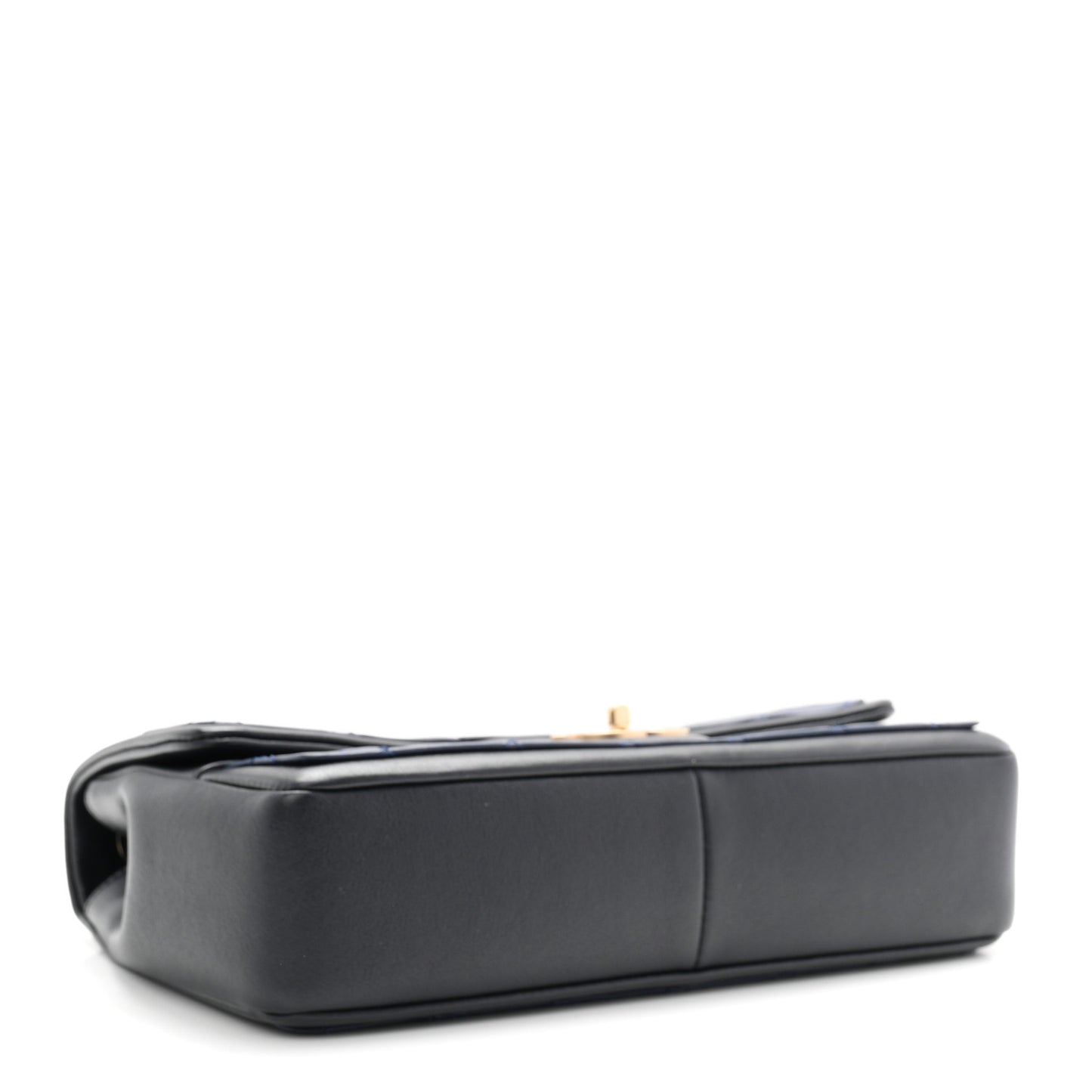 Lambskin Quilted Medium Graphic Flap Navy Black