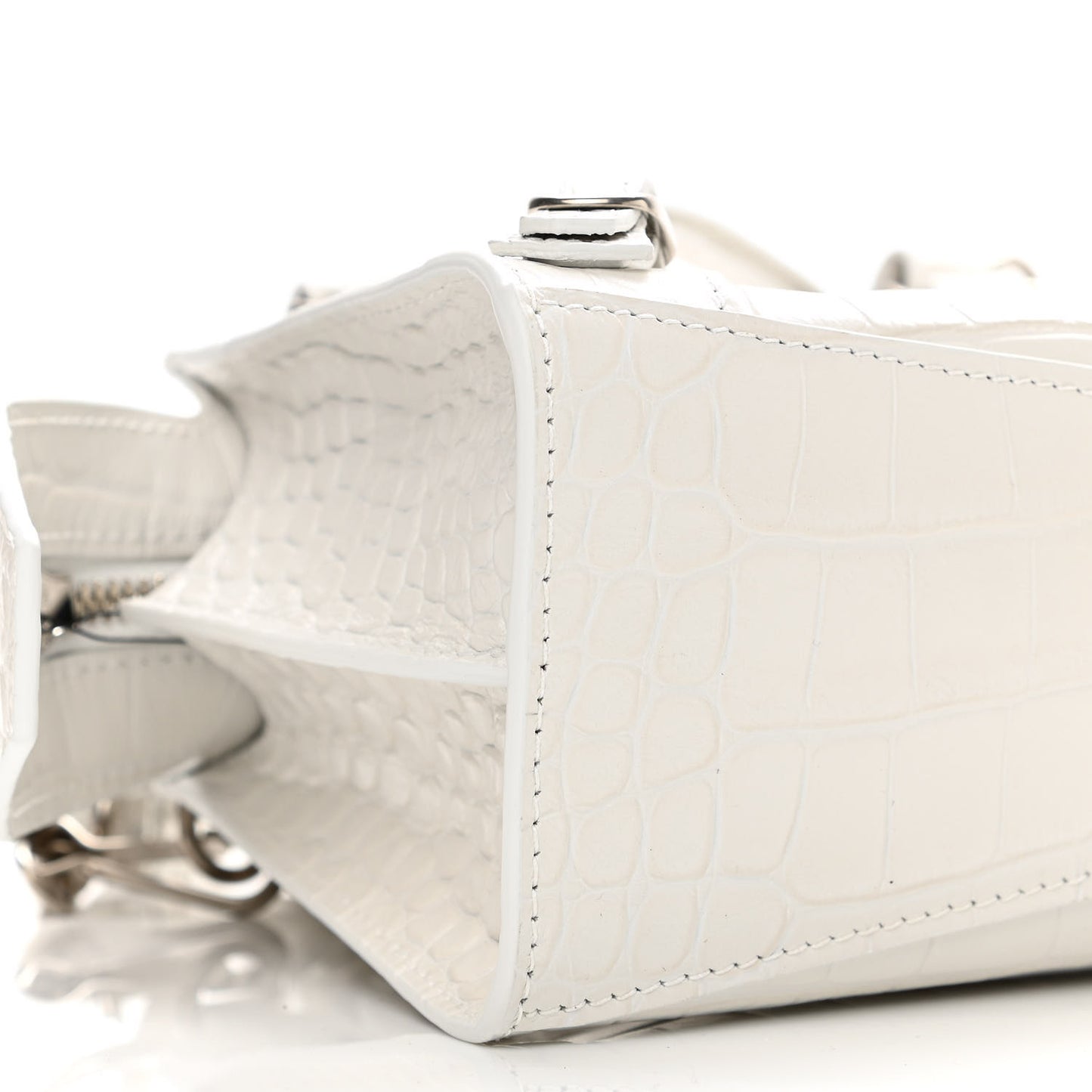 Extra Supple Calfskin Crocodile Embossed Neo Classic Silver Hardware Mini City White