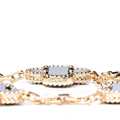 Van Cleef & Arpels 18K Yellow Gold Black Onyx 5 Motifs Vintage Alhambra Bracelet 5 of 6