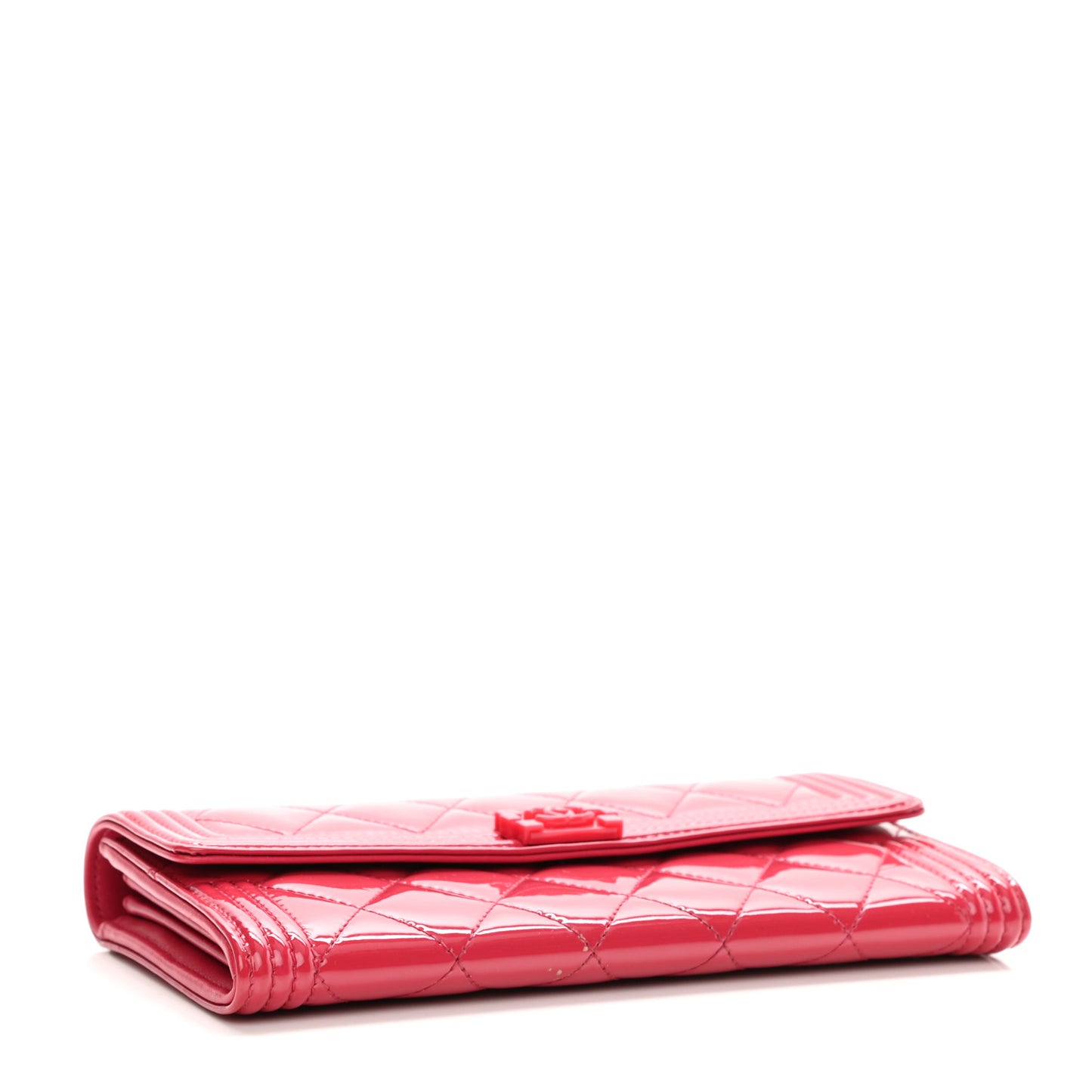 Patent Calfskin Quilted Boy Flap Wallet Pink