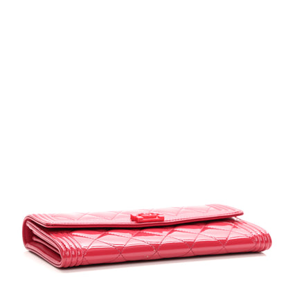 Chanel Patent Calfskin Quilted Boy Flap Wallet Pink 4 of 9