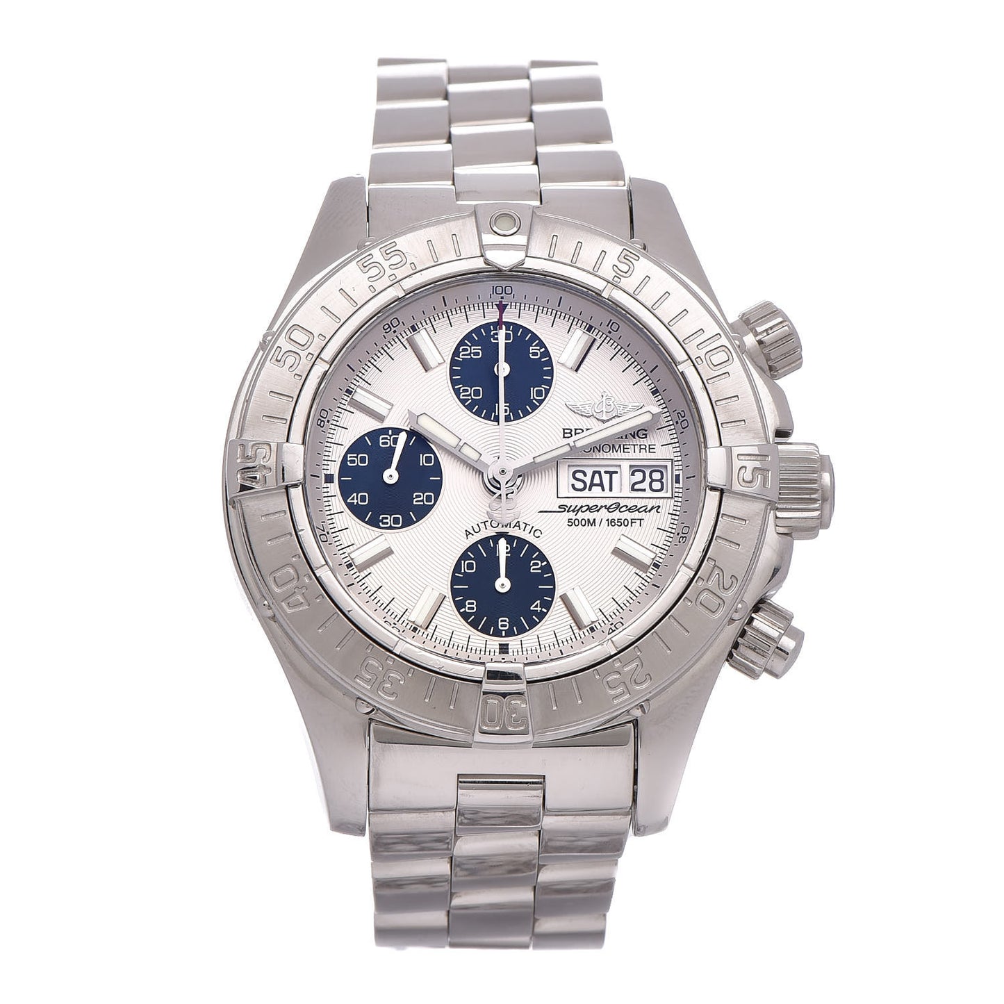 Stainless Steel 42mm Chrono Super Ocean Automatic Watch White A13340