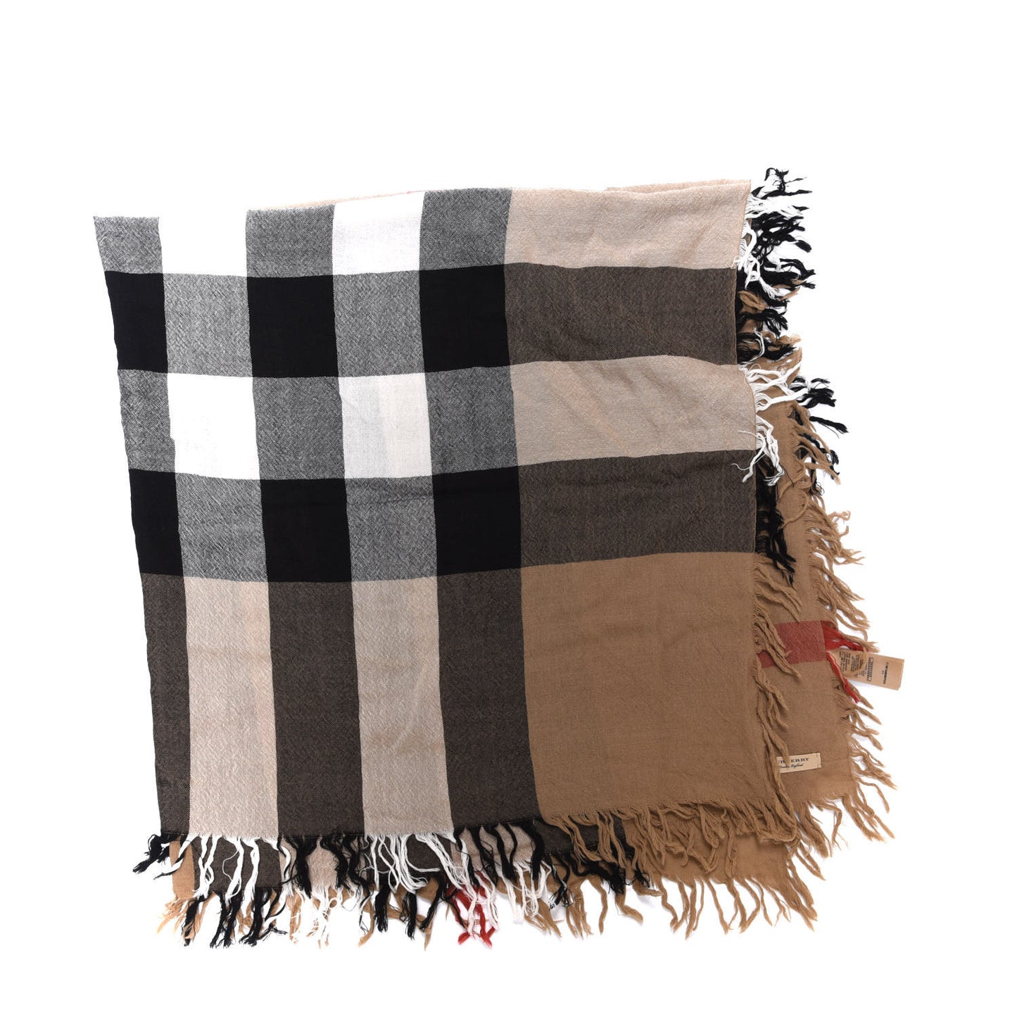 Merino Wool House Check Scarf Brown