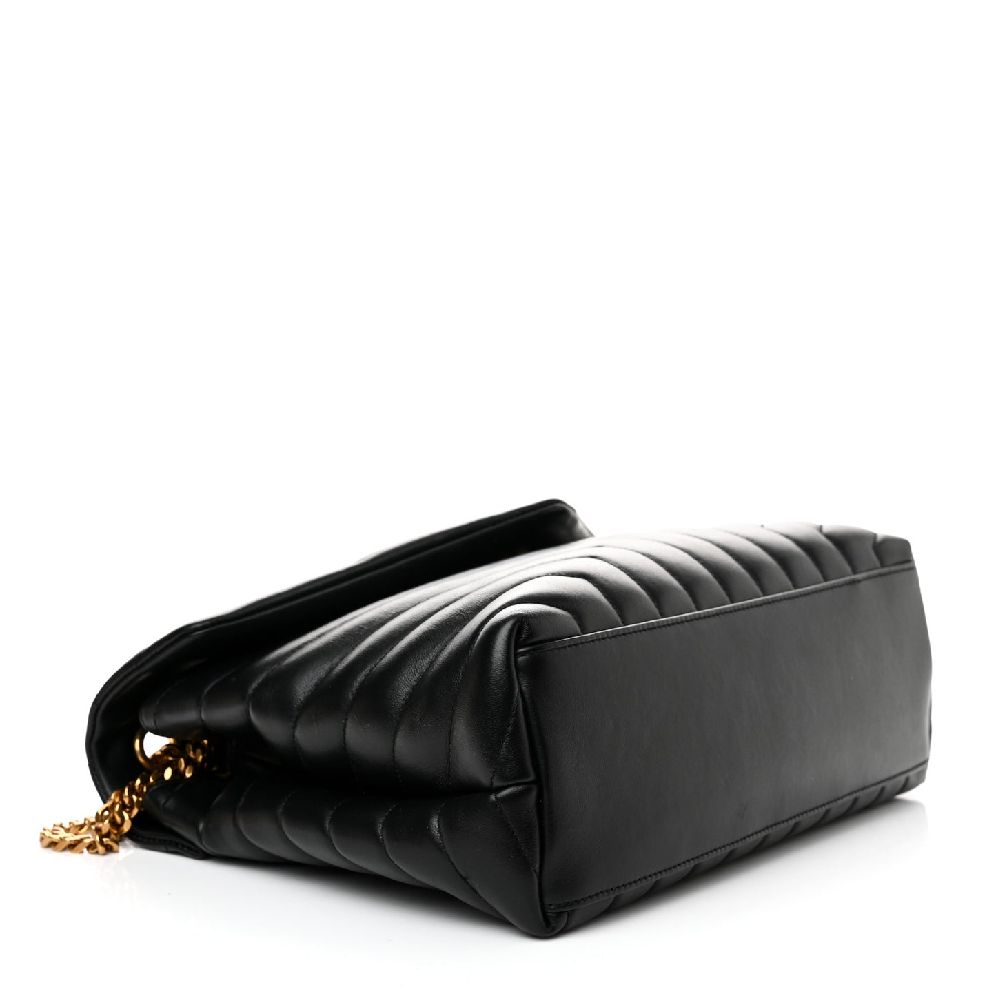 Calfskin Y Quilted Monogram Medium Loulou Chain Satchel Black
