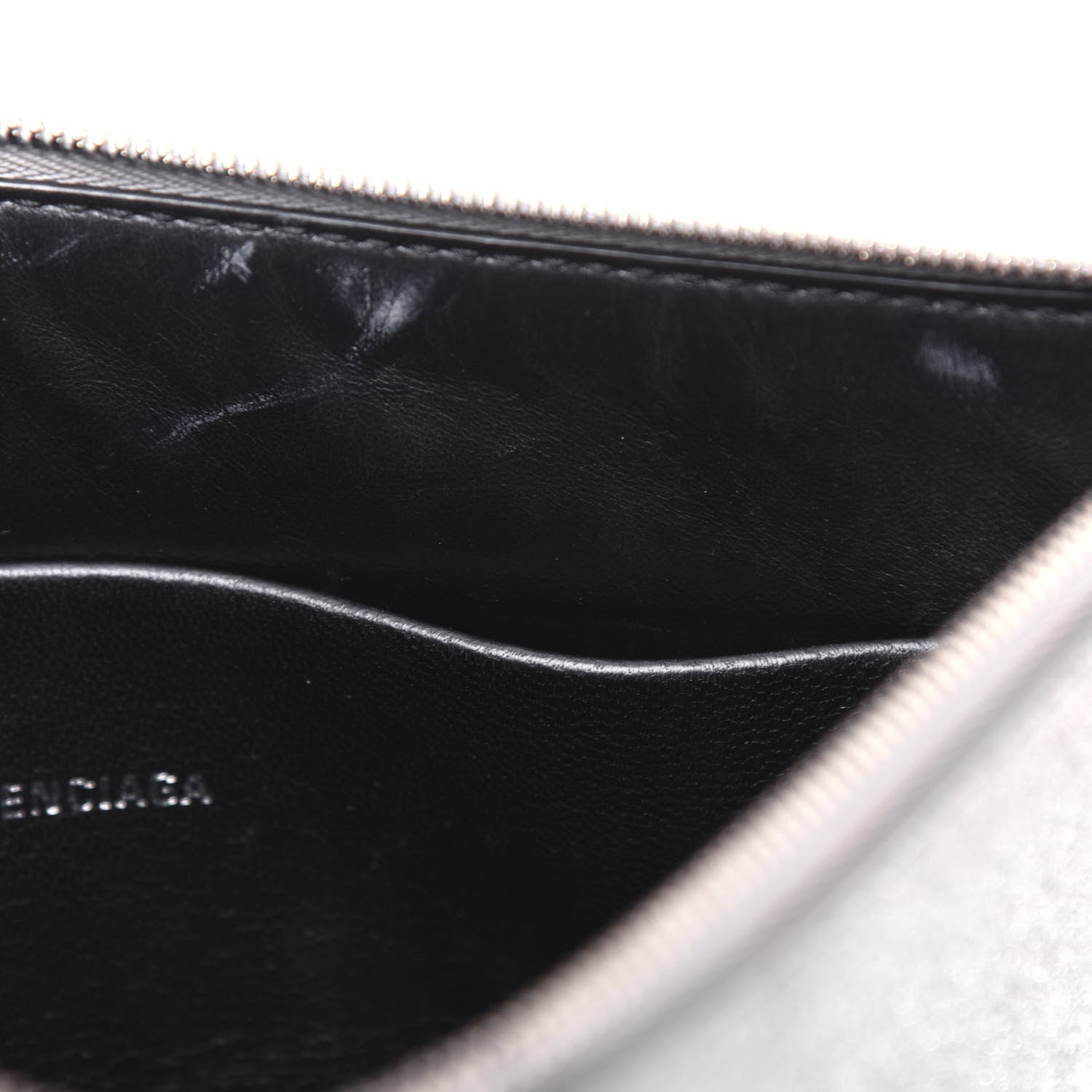 Balenciaga Glitter Calfskin Logo Everyday Pouch M Silver 7 of 13