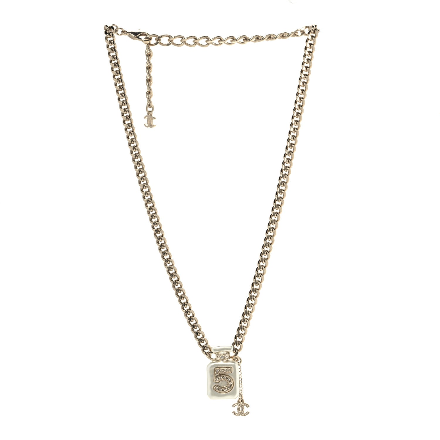 Chanel Resin Crystal CC No 5 Perfume Bottle Necklace 3 of 6