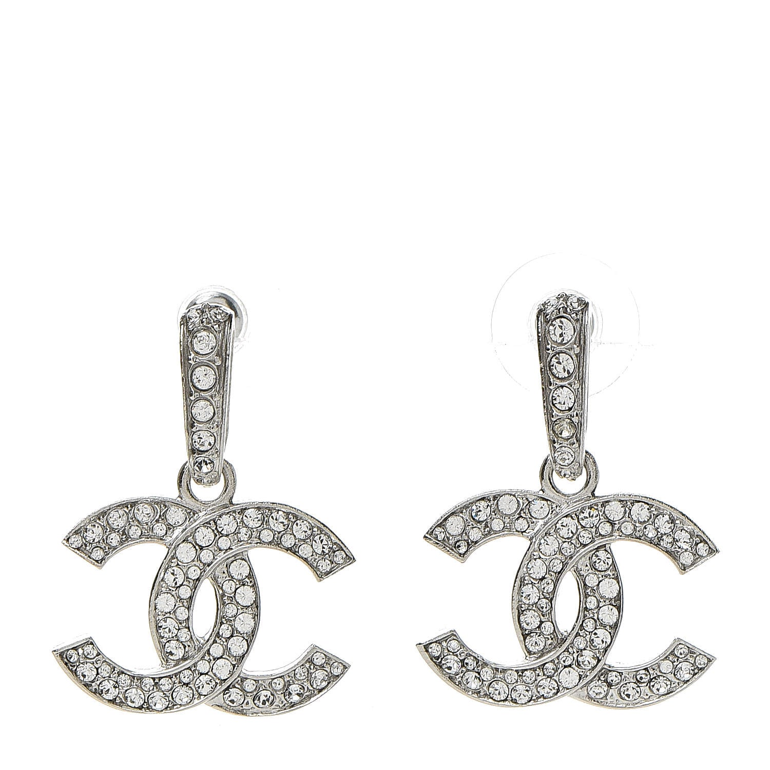 Chanel Crystal Palais Garnier CC Drop Earrings Silver 1 of 6