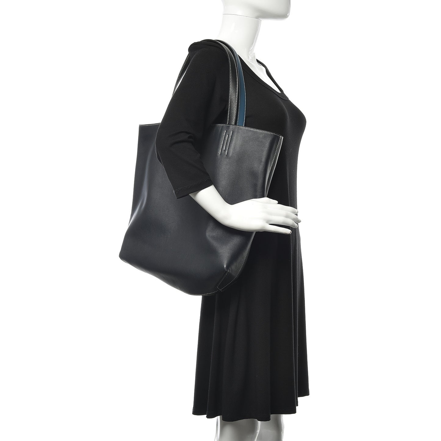Veau Sikkim Double Sens 36 Reversible Tote Graphite Black Bleu Thalassa