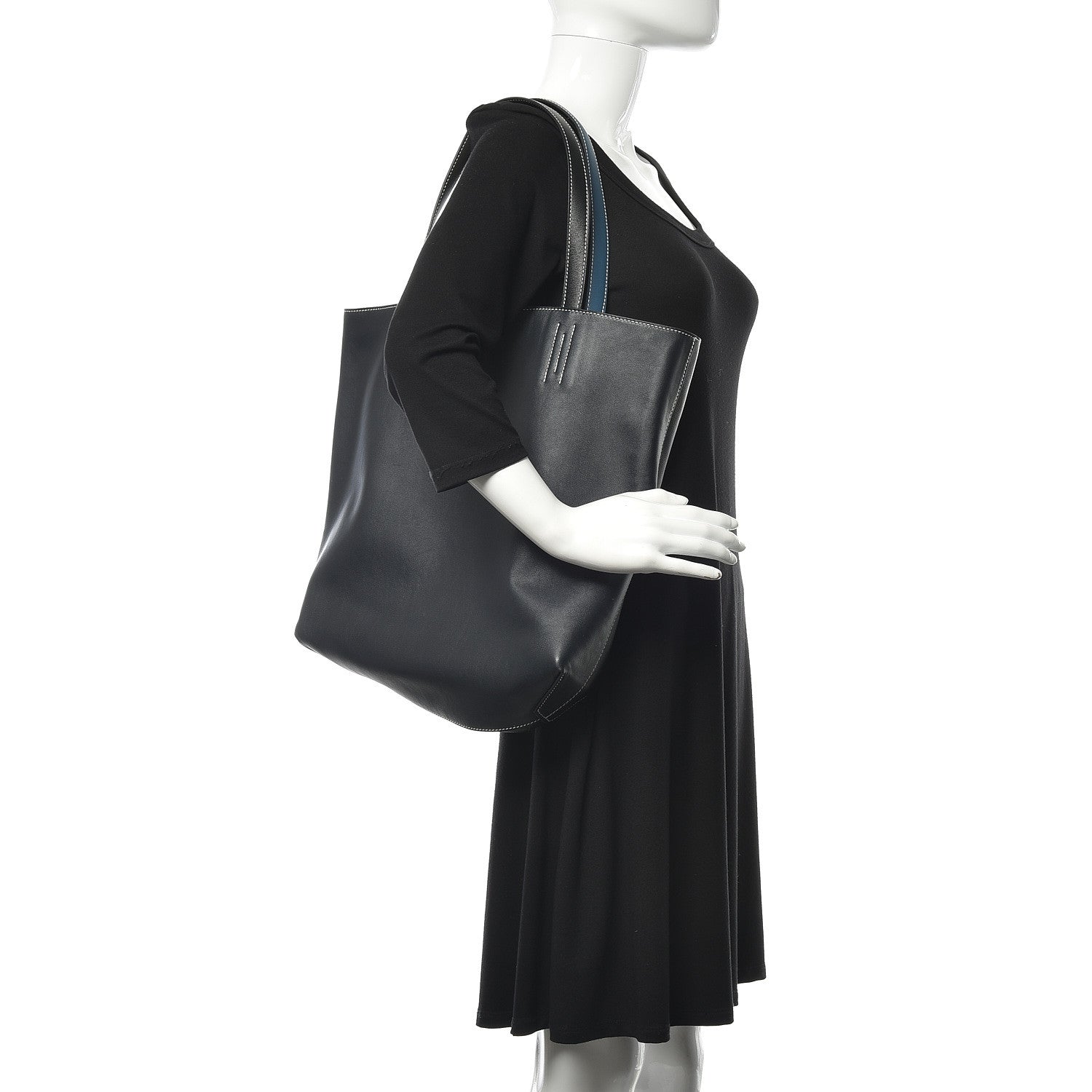 Hermes Veau Sikkim Double Sens 36 Reversible Tote Graphite Black Bleu Thalassa 5 of 19