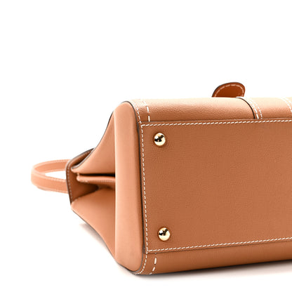 Delvaux Grained Calfskin Rodeo Surpique MM Brillant Satchel Vegetal Ivory 9 of 10