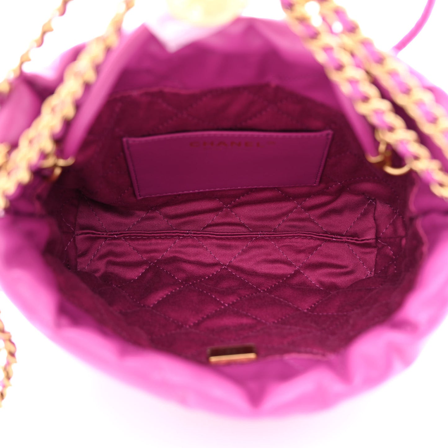 Shiny Calfskin Quilted Mini Chanel 22 Purple