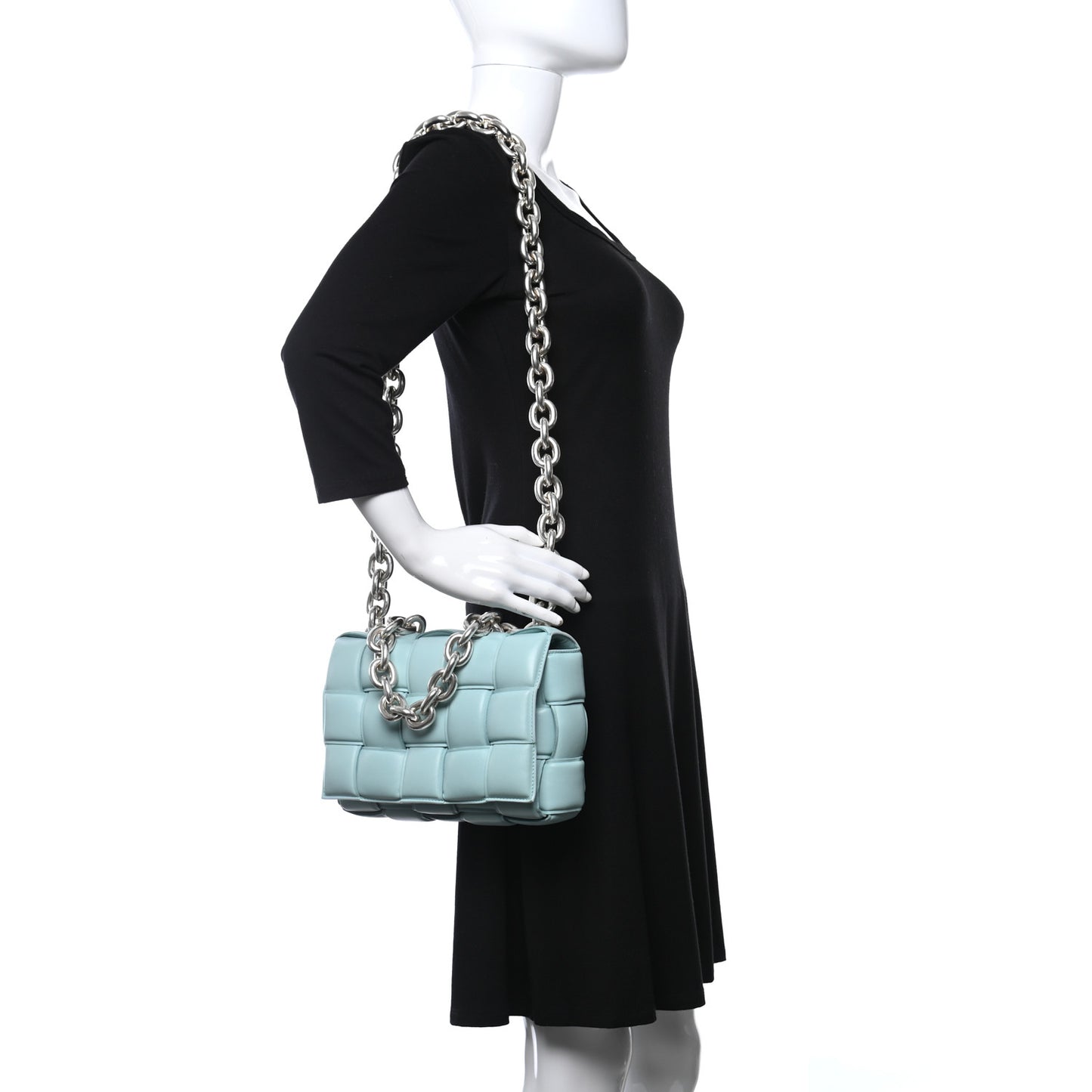 Lambskin Maxi Intreccio Padded Chain Cassette Crossbody Bag Spearmint