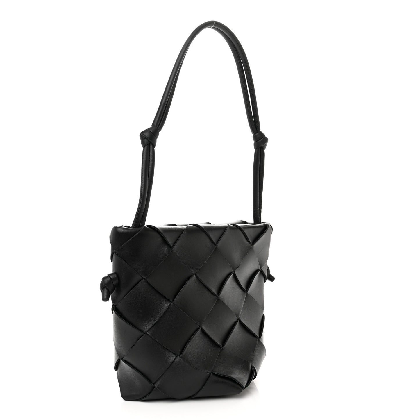 Nappa Maxi Intrecciato Clasp Bucket Bag Black