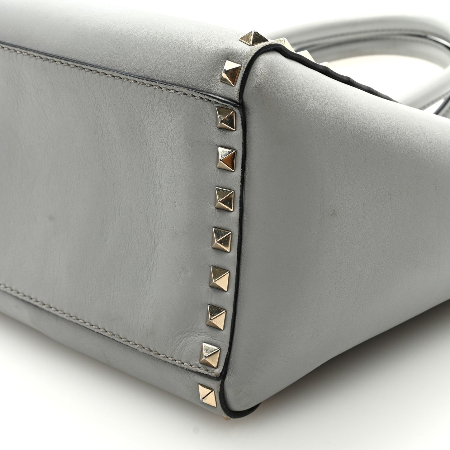 Vitello Small Rockstud Double Handle Tote Grey