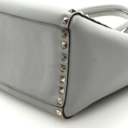 Valentino Garavani Vitello Small Rockstud Double Handle Tote Grey 8 of 9