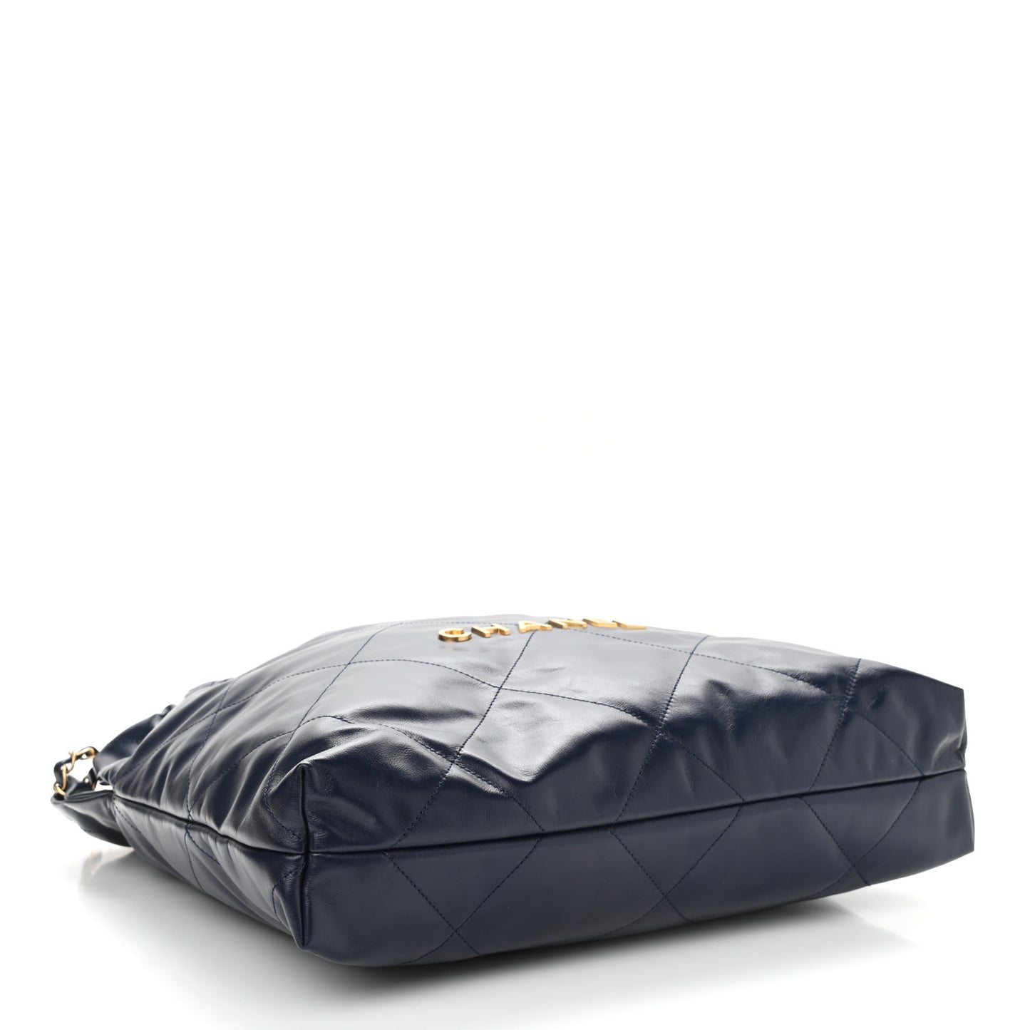 Shiny Calfskin Quilted Chanel 22 Navy Blue
