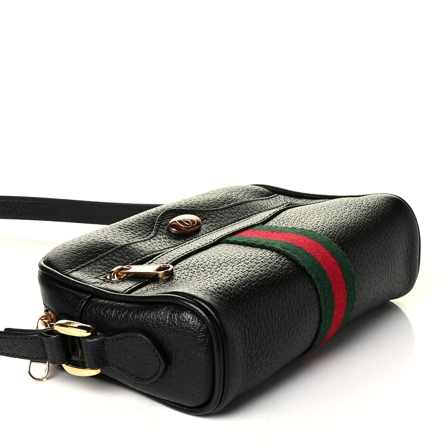 Gucci Calfskin Web Mini Ophidia Shoulder Bag Black 3 of 8