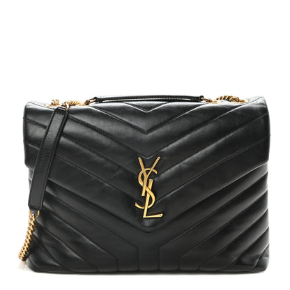 Saint Laurent Calfskin Y Quilted Monogram Medium Loulou Chain Satchel Black 1 of 10