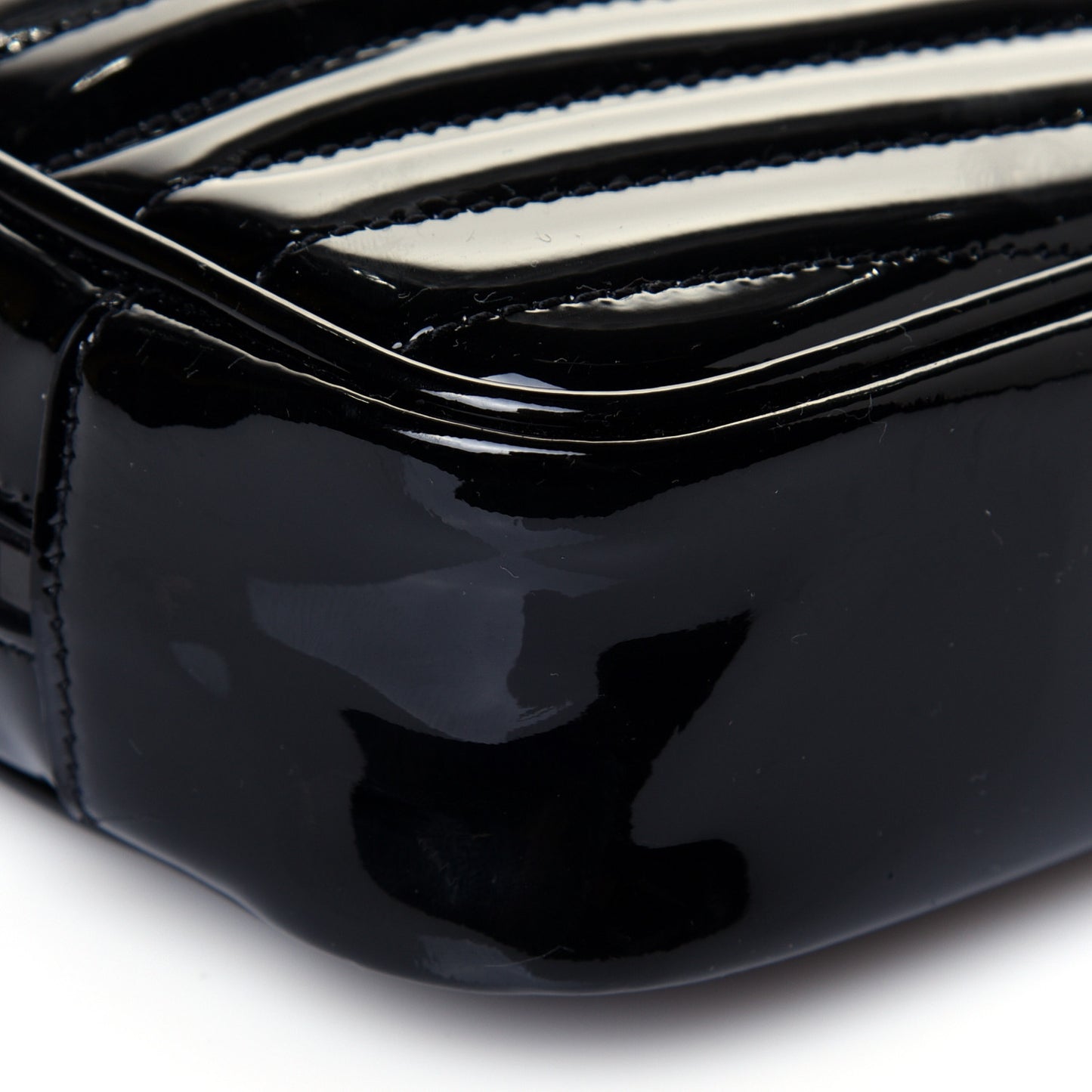 Patent Calfskin Matelasse Monogram Mini Lou Camera Bag Black