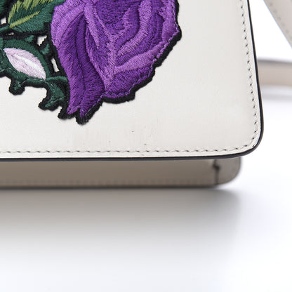 Gucci Calfskin Embroidered Medium Sylvie Top Handle Bag White 10 of 12