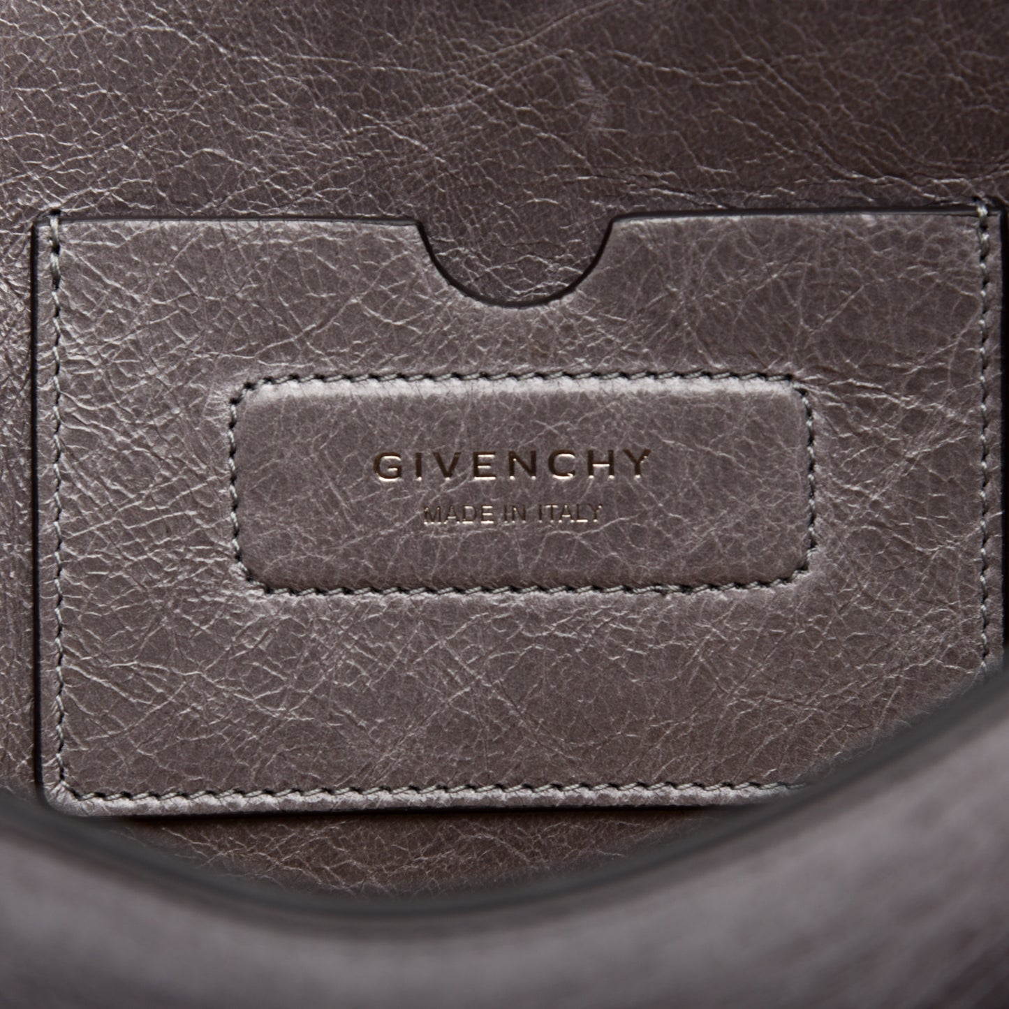 Creased Patent Calfskin Medium ID Flap Pearl Grey