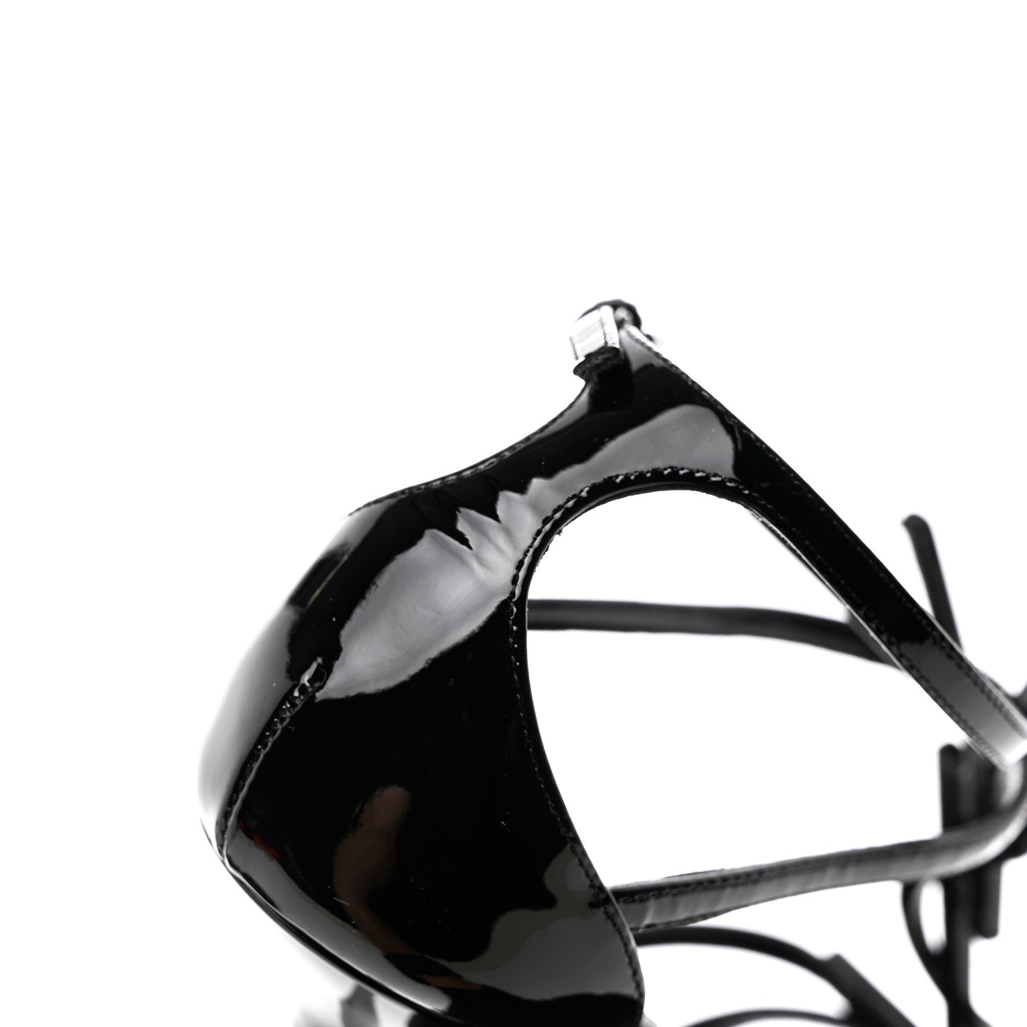 Saint Laurent Patent Cassandra 100 Ankle Strap Sandals 37.5 Black 9 of 13