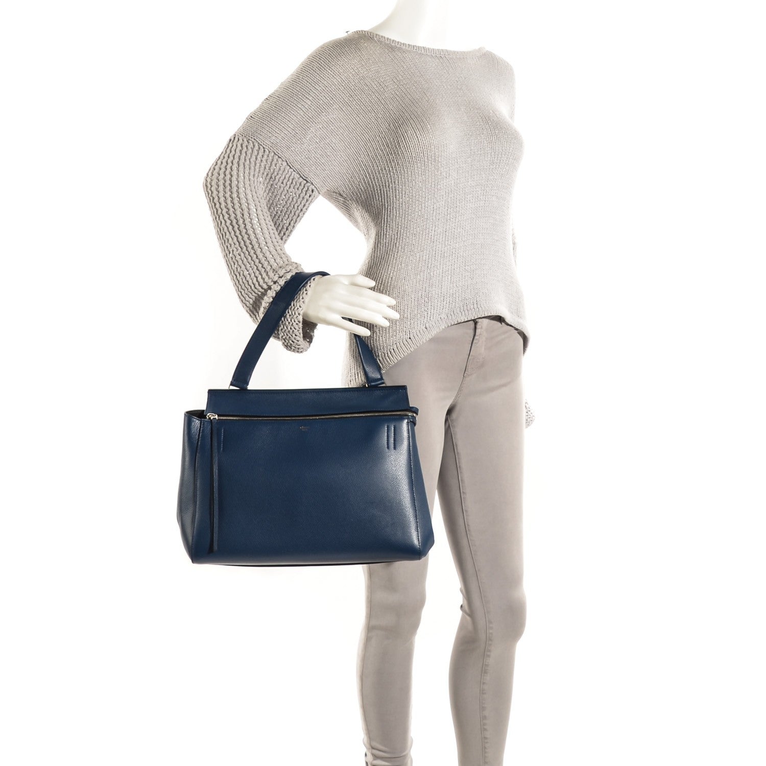 Celine Supple Calfskin Medium Edge Shoulder Bag Ocean Blue 2 of 7