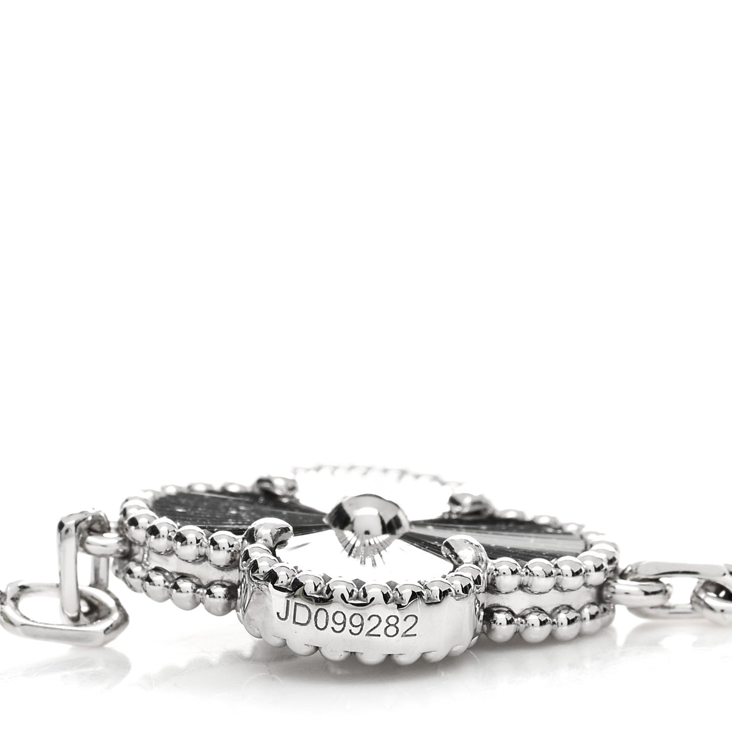 18K White Gold 5 Motifs Guilloche Vintage Alhambra Bracelet