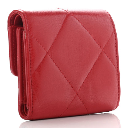 Chanel Goatskin Quilted Chanel 19 Small Flap Wallet Red 3 of 11