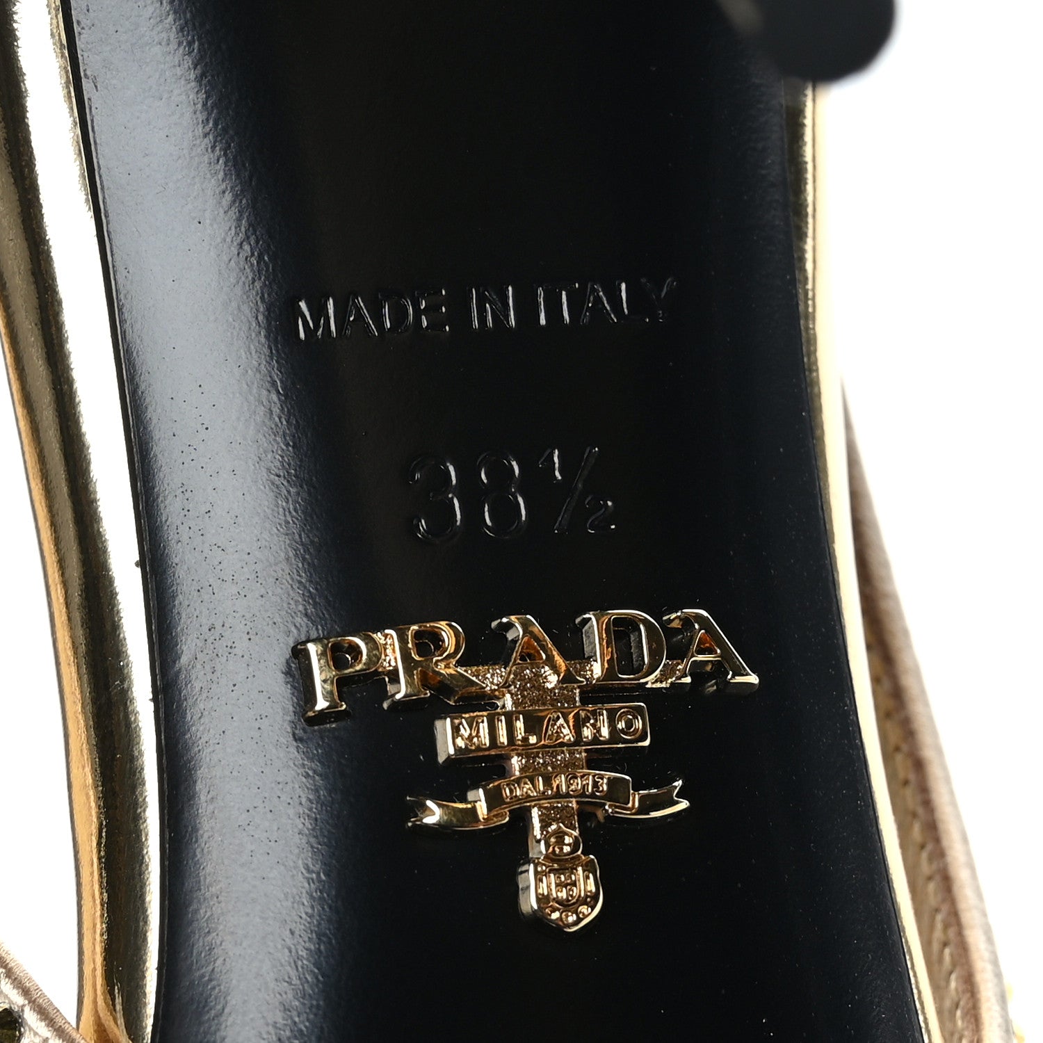 Prada Satin Crystal Triangle Logo 85mm Slingback Pumps 38.5 Platino 7 of 7