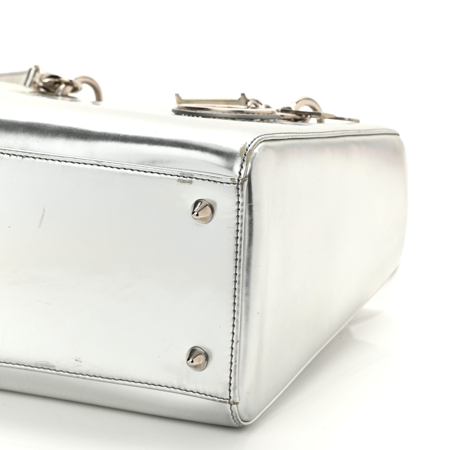 Metallic Patent Calfskin Medium Lady Dior Silver