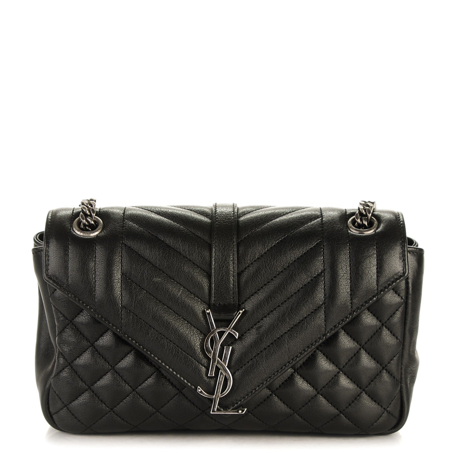 Saint Laurent Sheepskin Tri-Quilt Monogram Medium College Bag Black 1 of 7