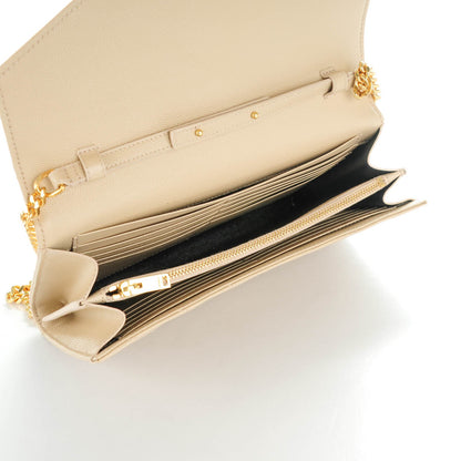 Saint Laurent Grain De Poudre Matelasse Chevron Monogram Chain Wallet Nude Powder 6 of 8