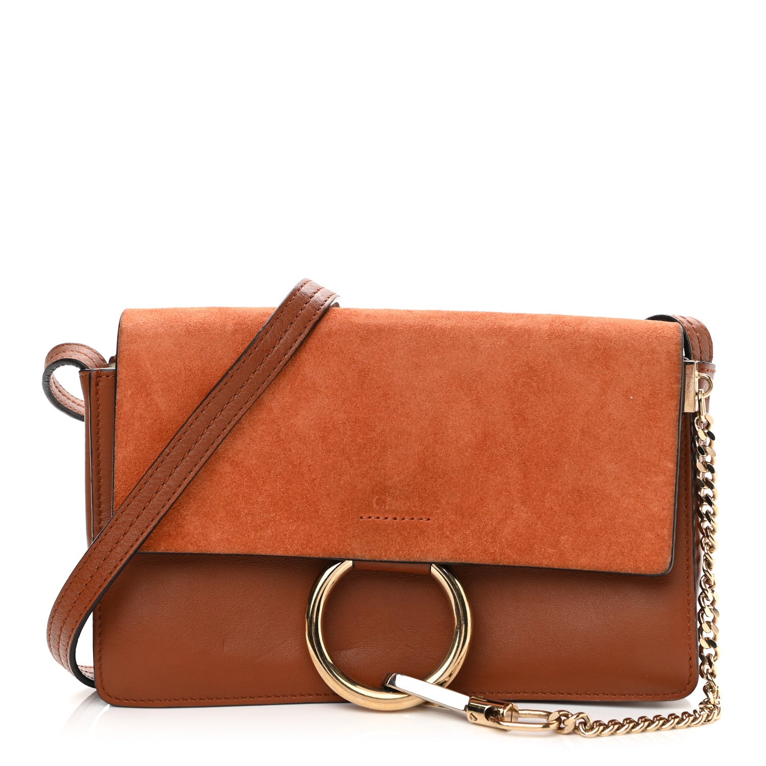 Chloe Suede Calfskin Small Faye Shoulder Bag Tobacco 1 of 11