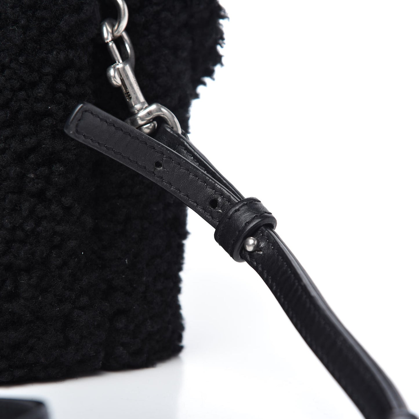 Shearling Toy Loulou Shoulder Bag Black