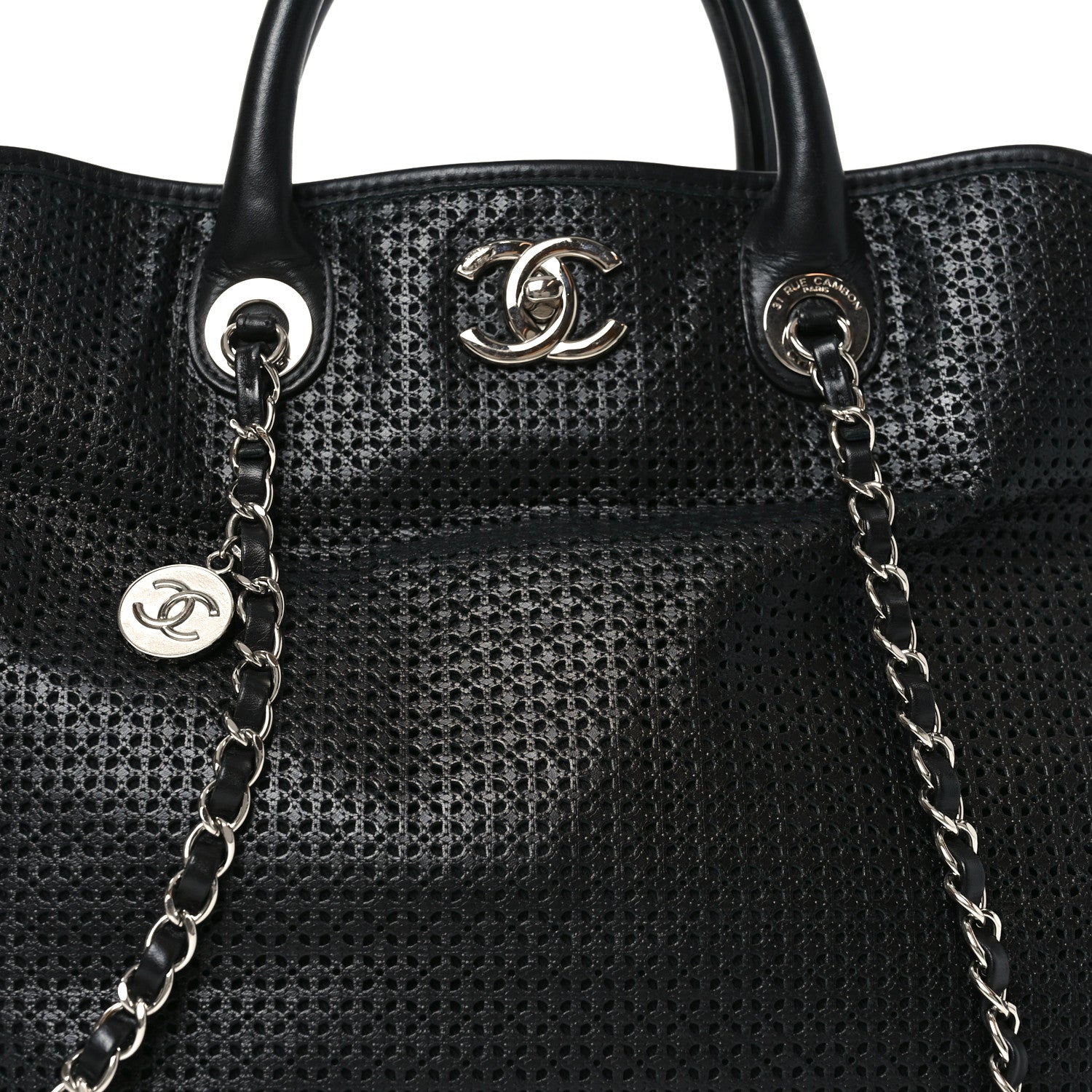 Chanel Calfskin Perforated Up In The Air Tote Black 8 of 10