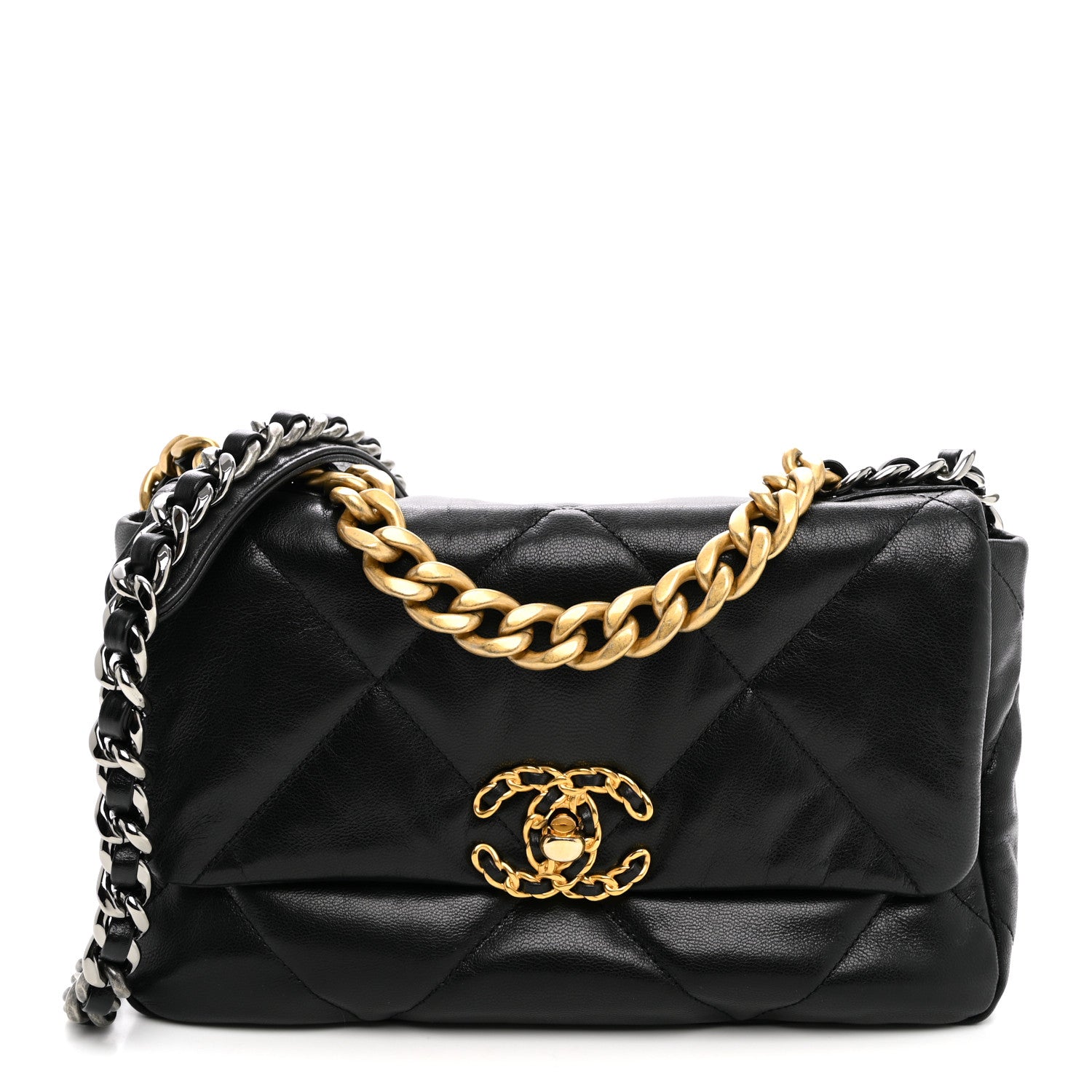 Chanel Goatskin Quilted Medium Chanel 19 Flap Black 1 of 10