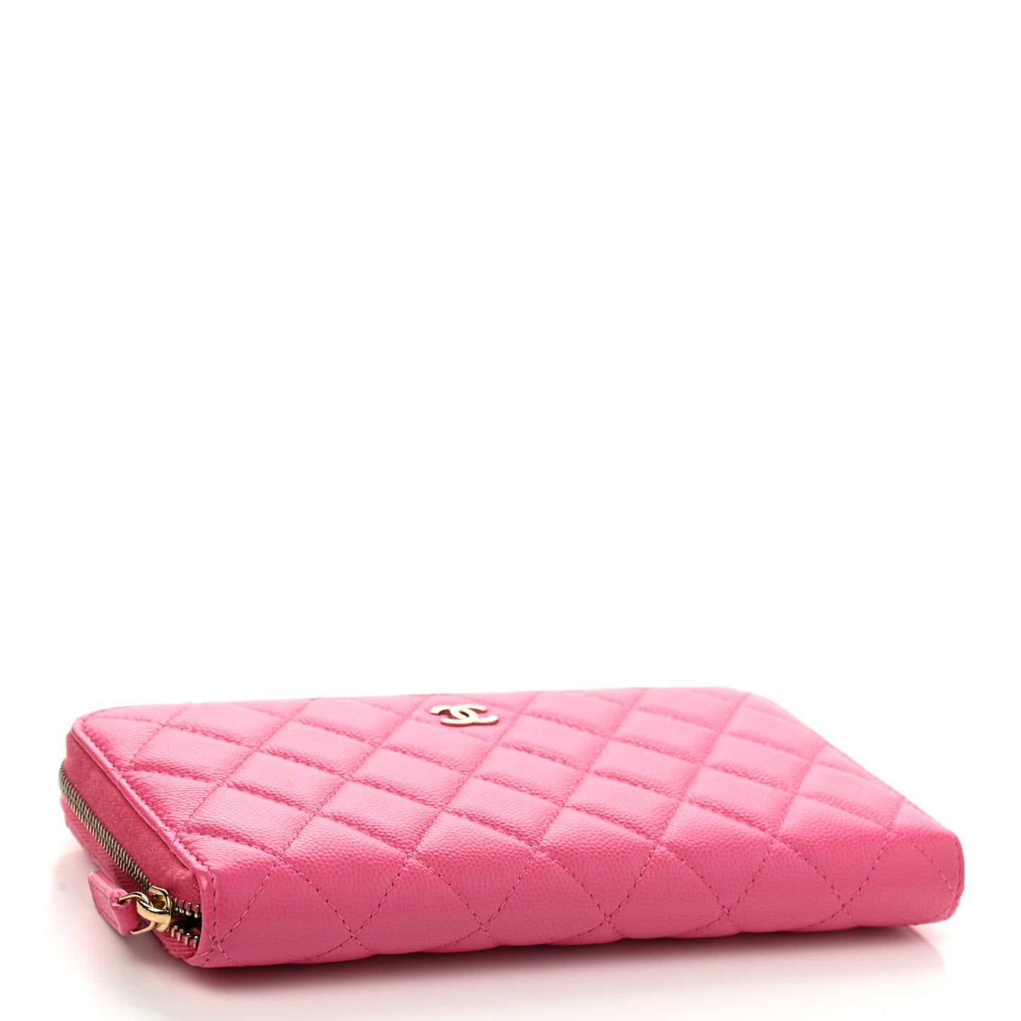 Caviar Quilted Large Gusset Zip Around Wallet Pink